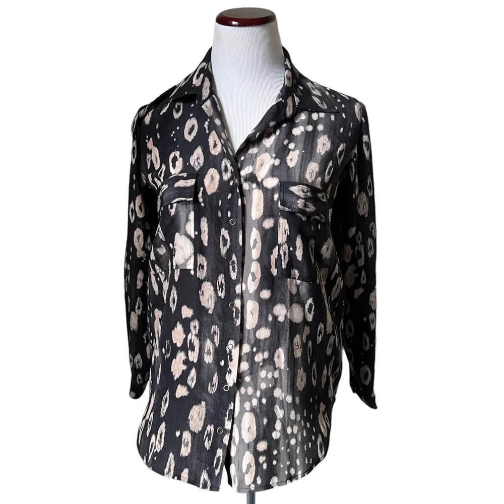 L’Agence Leopard Print Silk Top, size 2